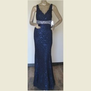 My Michelle Gowns Long Navy Formal NWT $168